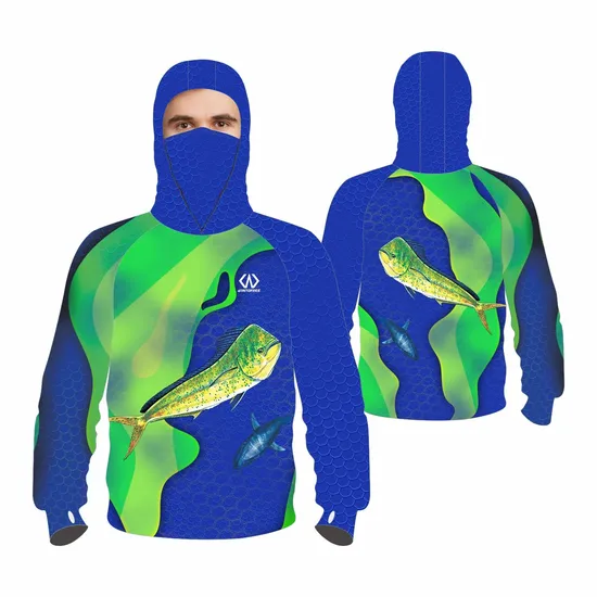 Custom UV Protection Sublimation Long Sleeve Sport Jersey Suit Fishing Jersey with Hood for Men Weomen