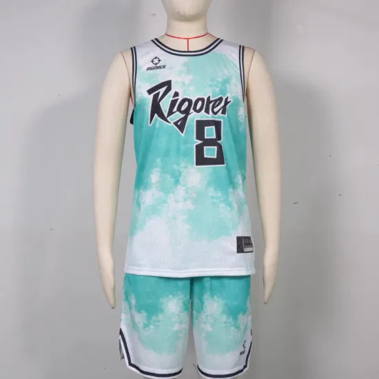 Rigorer Pure Color Basketball Jersey Sublimação Malha Uniforme de Poliéster Elástico Respirável Masculino