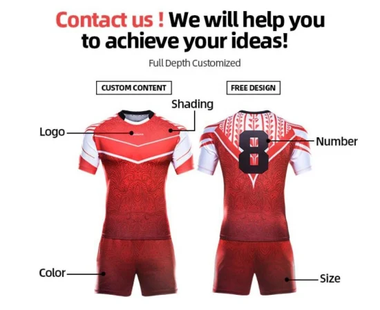 Uniformes de rugby totalmente sublimados com padrão personalizado OEM DIY