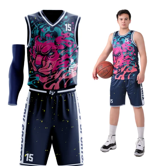 Conjunto de basquete impresso por sublimação de qualidade superior Uniformes de basquete masculino personalizados